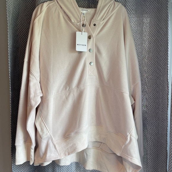 Heyson Tops - HEYSON Oversized French Terry Hooded Pullover, Vanilla (cream color), 1X…